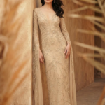 V-Neck Cape Sleeve Maxi Dress